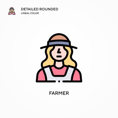 Çiftçi vektör ikonu. Modern vektör illüstrasyon kavramları. Düzenlemesi ve kişiselleştirmesi kolay.