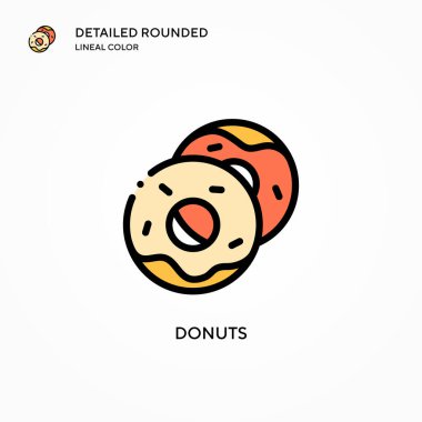 Donut vektör simgesi. Modern vektör illüstrasyon kavramları. Düzenlemesi ve kişiselleştirmesi kolay.