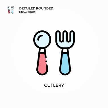 Çatal bıçak vektör simgesi. Modern vektör illüstrasyon kavramları. Düzenlemesi ve kişiselleştirmesi kolay.