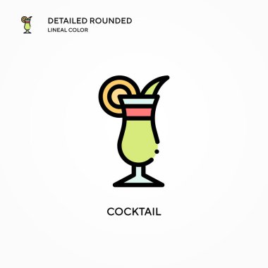Kokteyl vektör simgesi. Modern vektör illüstrasyon kavramları. Düzenlemesi ve kişiselleştirmesi kolay.