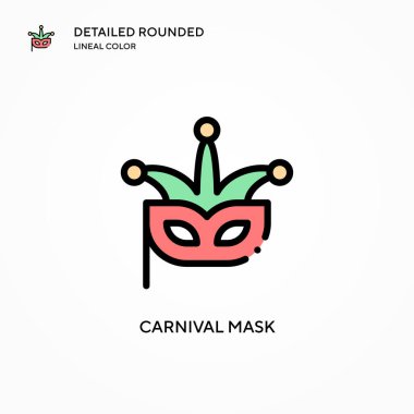 Karnaval maskesi vektör simgesi. Modern vektör illüstrasyon kavramları. Düzenlemesi ve kişiselleştirmesi kolay.