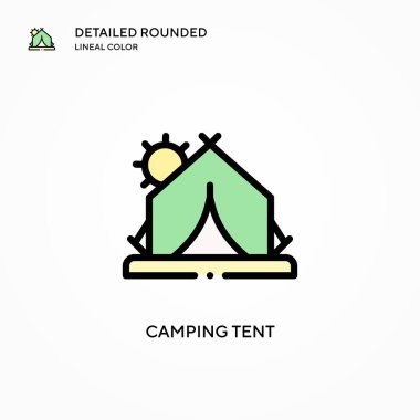 Kamp çadırı vektör simgesi. Modern vektör illüstrasyon kavramları. Düzenlemesi ve kişiselleştirmesi kolay.
