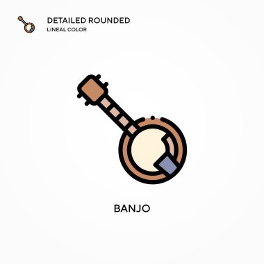 Banjo vektör simgesi. Modern vektör illüstrasyon kavramları. Düzenlemesi ve kişiselleştirmesi kolay.