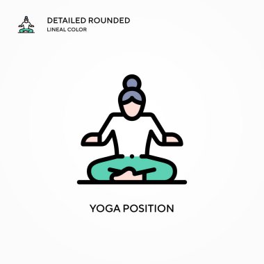 Yoga konum vektör simgesi. Modern vektör illüstrasyon kavramları. Düzenlemesi ve kişiselleştirmesi kolay.