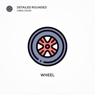 Tekerlek vektör simgesi. Modern vektör illüstrasyon kavramları. Düzenlemesi ve kişiselleştirmesi kolay.