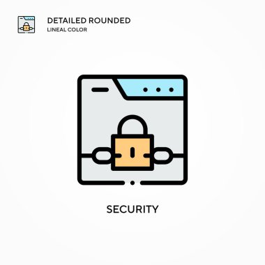 Güvenlik vektör simgesi. Modern vektör illüstrasyon kavramları. Düzenlemesi ve kişiselleştirmesi kolay.