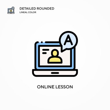 Online ders vektör simgesi. Modern vektör illüstrasyon kavramları. Düzenlemesi ve kişiselleştirmesi kolay.