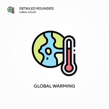 Küresel ısınma vektör simgesi. Modern vektör illüstrasyon kavramları. Düzenlemesi ve kişiselleştirmesi kolay.