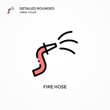 Hortum vektör simgesini ateşle. Modern vektör illüstrasyon kavramları. Düzenlemesi ve kişiselleştirmesi kolay.