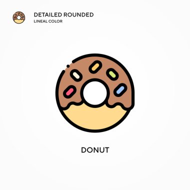 Donut vektör simgesi. Modern vektör illüstrasyon kavramları. Düzenlemesi ve kişiselleştirmesi kolay.