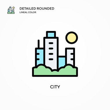 Şehir vektör simgesi. Modern vektör illüstrasyon kavramları. Düzenlemesi ve kişiselleştirmesi kolay.