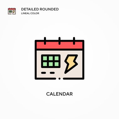 Takvim vektör simgesi. Modern vektör illüstrasyon kavramları. Düzenlemesi ve kişiselleştirmesi kolay.