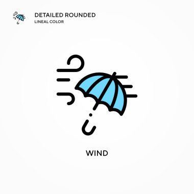 Rüzgar vektör simgesi. Modern vektör illüstrasyon kavramları. Düzenlemesi ve kişiselleştirmesi kolay.
