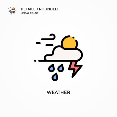 Hava durumu vektör simgesi. Modern vektör illüstrasyon kavramları. Düzenlemesi ve kişiselleştirmesi kolay.