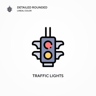 Trafik ışıkları vektör simgesi. Modern vektör illüstrasyon kavramları. Düzenlemesi ve kişiselleştirmesi kolay.
