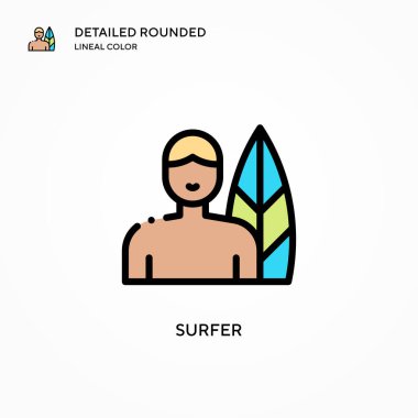 Sörfçü vektör simgesi. Modern vektör illüstrasyon kavramları. Düzenlemesi ve kişiselleştirmesi kolay.