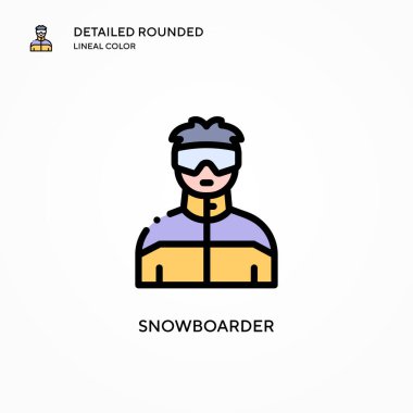 Snowboder vektör simgesi. Modern vektör illüstrasyon kavramları. Düzenlemesi ve kişiselleştirmesi kolay.