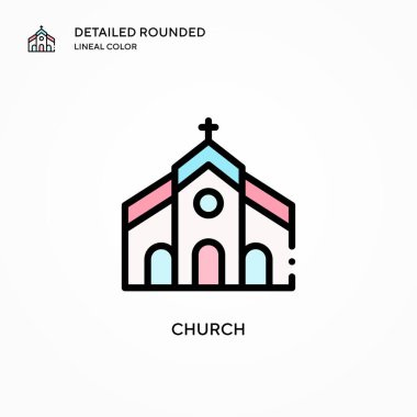 Kilise vektör ikonu. Modern vektör illüstrasyon kavramları. Düzenlemesi ve kişiselleştirmesi kolay.
