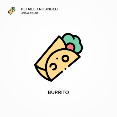 Burrito vektör simgesi. Modern vektör illüstrasyon kavramları. Düzenlemesi ve kişiselleştirmesi kolay.