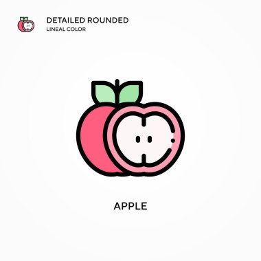 Elma vektör simgesi. Modern vektör illüstrasyon kavramları. Düzenlemesi ve kişiselleştirmesi kolay.