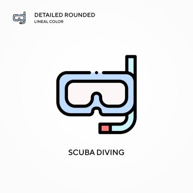 Tüplü dalış vektör simgesi. Modern vektör illüstrasyon kavramları. Düzenlemesi ve kişiselleştirmesi kolay.