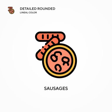 Sosis vektör simgesi. Modern vektör illüstrasyon kavramları. Düzenlemesi ve kişiselleştirmesi kolay.