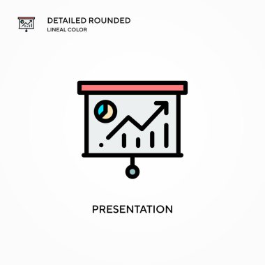 Sunum vektör simgesi. Modern vektör illüstrasyon kavramları. Düzenlemesi ve kişiselleştirmesi kolay.