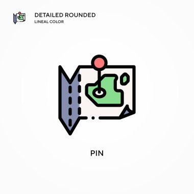 Pin vektör simgesi. Modern vektör illüstrasyon kavramları. Düzenlemesi ve kişiselleştirmesi kolay.