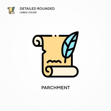 Parşömen vektör simgesi. Modern vektör illüstrasyon kavramları. Düzenlemesi ve kişiselleştirmesi kolay.