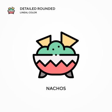 Nachos vektör simgesi. Modern vektör illüstrasyon kavramları. Düzenlemesi ve kişiselleştirmesi kolay.