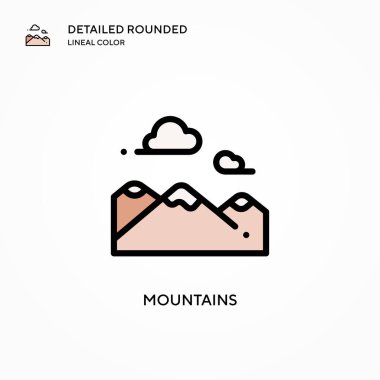 Dağlar vektör simgesi. Modern vektör illüstrasyon kavramları. Düzenlemesi ve kişiselleştirmesi kolay.