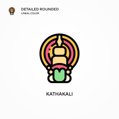 Kathakali vektör simgesi. Modern vektör illüstrasyon kavramları. Düzenlemesi ve kişiselleştirmesi kolay.