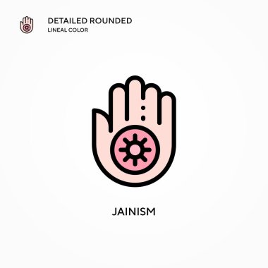 Jainism vektör simgesi. Modern vektör illüstrasyon kavramları. Düzenlemesi ve kişiselleştirmesi kolay.