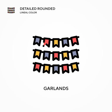 Çelenk vektör simgesi. Modern vektör illüstrasyon kavramları. Düzenlemesi ve kişiselleştirmesi kolay.