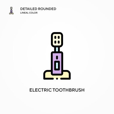 Elektrikli diş fırçası vektör ikonu. Modern vektör illüstrasyon kavramları. Düzenlemesi ve kişiselleştirmesi kolay.