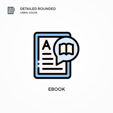 Ebook vektör simgesi. Modern vektör illüstrasyon kavramları. Düzenlemesi ve kişiselleştirmesi kolay.