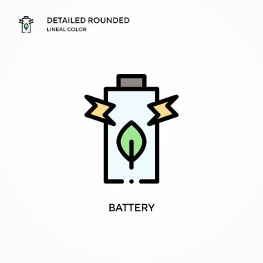 Batarya vektör simgesi. Modern vektör illüstrasyon kavramları. Düzenlemesi ve kişiselleştirmesi kolay.