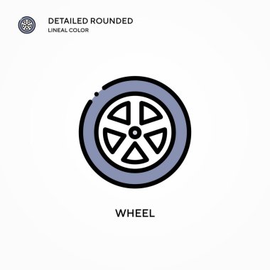Tekerlek vektör simgesi. Modern vektör illüstrasyon kavramları. Düzenlemesi ve kişiselleştirmesi kolay.