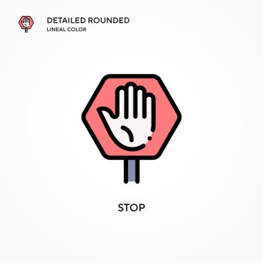 Vektör simgesini durdur. Modern vektör illüstrasyon kavramları. Düzenlemesi ve kişiselleştirmesi kolay.