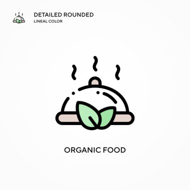 Organik gıda vektör simgesi. Modern vektör illüstrasyon kavramları. Düzenlemesi ve kişiselleştirmesi kolay.