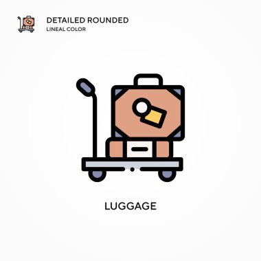 Bagaj vektör simgesi. Modern vektör illüstrasyon kavramları. Düzenlemesi ve kişiselleştirmesi kolay.