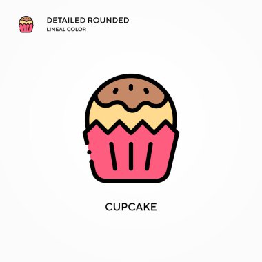Cupcake vektör simgesi. Modern vektör illüstrasyon kavramları. Düzenlemesi ve kişiselleştirmesi kolay.