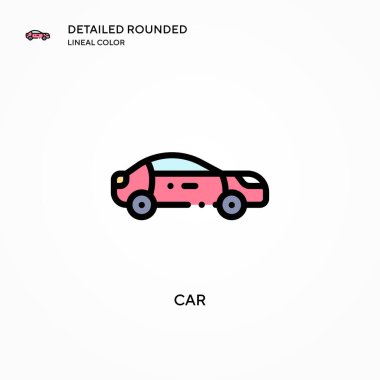 Araba vektör simgesi. Modern vektör illüstrasyon kavramları. Düzenlemesi ve kişiselleştirmesi kolay.