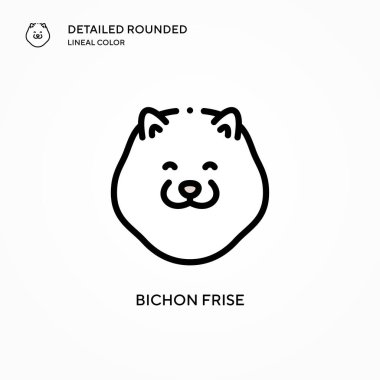 Bichon friz vektör simgesi. Modern vektör illüstrasyon kavramları. Düzenlemesi ve kişiselleştirmesi kolay.