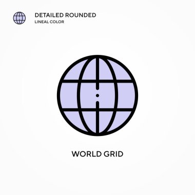 Dünya ızgara vektör simgesi. Modern vektör illüstrasyon kavramları. Düzenlemesi ve kişiselleştirmesi kolay.