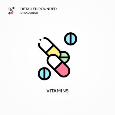 Vitamin vektör simgesi. Modern vektör illüstrasyon kavramları. Düzenlemesi ve kişiselleştirmesi kolay.