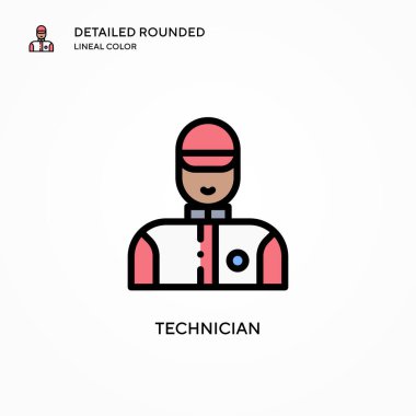Teknisyen vektör simgesi. Modern vektör illüstrasyon kavramları. Düzenlemesi ve kişiselleştirmesi kolay.