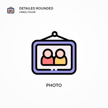 Fotoğraf vektör simgesi. Modern vektör illüstrasyon kavramları. Düzenlemesi ve kişiselleştirmesi kolay.