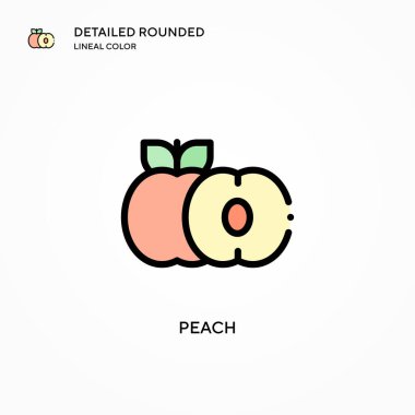 Şeftali vektör simgesi. Modern vektör illüstrasyon kavramları. Düzenlemesi ve kişiselleştirmesi kolay.