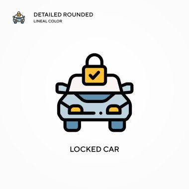 Kilitli araç vektör simgesi. Modern vektör illüstrasyon kavramları. Düzenlemesi ve kişiselleştirmesi kolay.